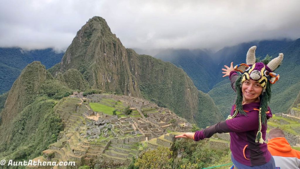 Aunt Athena overlooking Machu Picchu
