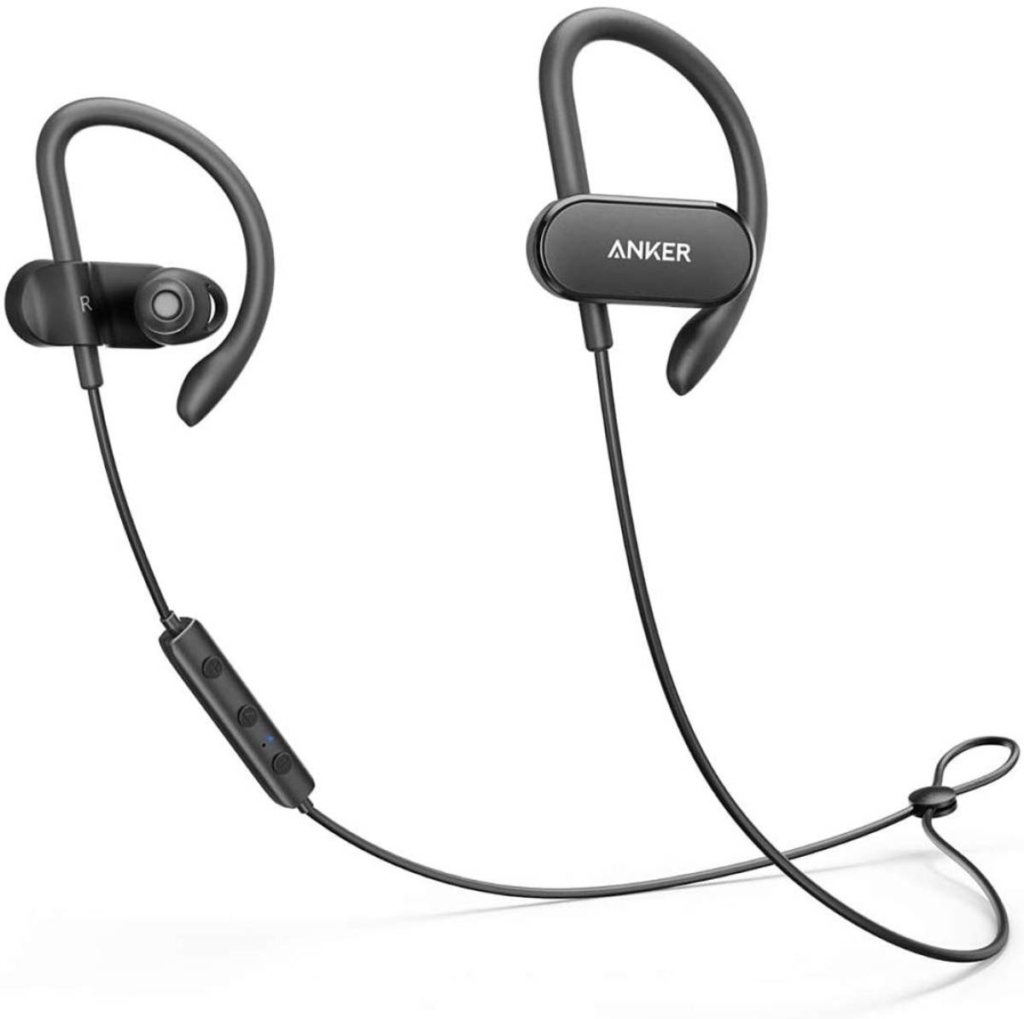 black Anker bluetooth headphones